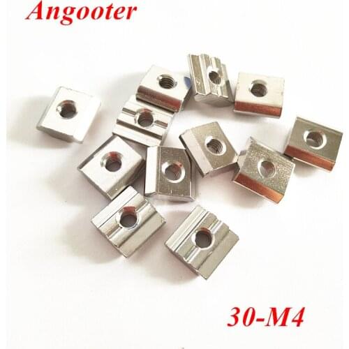 100pcs 30-M4 T sliding nut T-track hammer slide nut M4 Square Block Nut for 3030 series Aluminum profile Fasten Connector