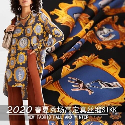 Vintage copper mirror printed fabric 150 cm stretch fabric meter fashion dress 100% polyester fabric whole polyester cloth