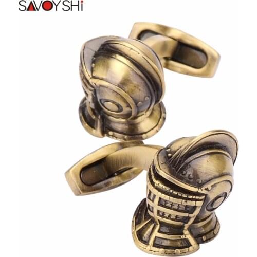 SAVOYSHI Vintage Bronze Helmet Cufflinks for Mens Shirt High Quality Novelty Metal Cuff links Fashion Men Jewelry Gift Gemelos