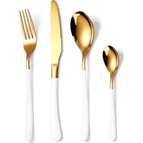 High Quality Tableware Set Forks Knife Spoons Stainless Steel Cutlery Set Dishwasher Safe Dinner Dinnerware Gold Coffee Spoon