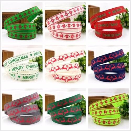 YJHSMY 15910102,10 style ribbon Christmas series,5yards/lot,16mm Holiday gift wrapping,hair jewelry accessories material