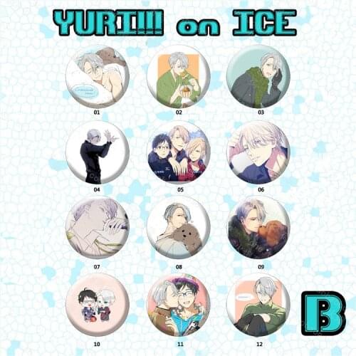1pcs 58MM Anime Badge Yuri on Ice Plisetsky Victor Nikiforov Katsuki Yuri on Ice Badge Pin Brooch Badge Backpack