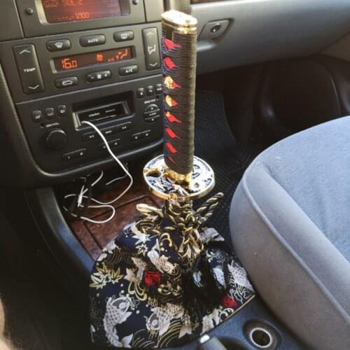 Sell Like Hot Cakes1pcs For JDM Universal 10/15cm Samurai Sword Shift Knob Shifter Katana Handle Gold 3 Adapters Car Accessories