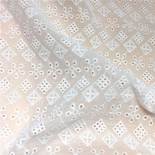 1 yard Geometry Cotton Flower Fabric Breathable Hollow Eyelets Cotton Fabric for Boho Bridal Dress Wedding Gown Table Cloth