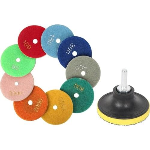 11Pcs 3 Inch 80mm Diamond Polishing Pads Kit Wet/Dry for Granite Stone Concrete Marble Polishing Use Grinding Discs Set