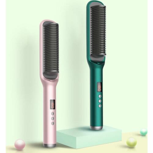 Electric Comb Straightener Negative Ion Hair Straightening Comb LCD Display Curling Comb 2 in 1 Hair Straightener Styler Tool