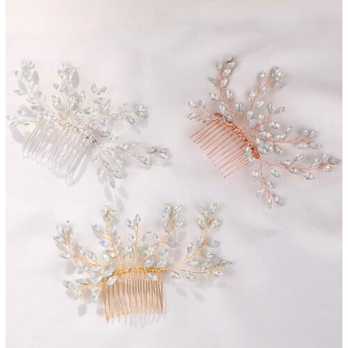 3 Colors Crystal Women Hair Combs Bridal Hair Jewelry Accessories Wedding Head Decoration Ornament Shiny Handmade Comb