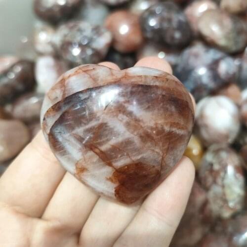 40-50g Hot Natural Fire Quartz crystal heart shape stones and crystals healing minerals for home decoration Reiki Gift