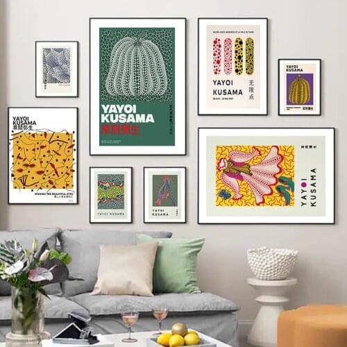 Abstract Yayoi Kusama Exhibition Nordic Posters And Prints Wall Art Canvas Painting Gallery Wall Pictures For Living Room Decor