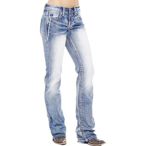 American Flag Stretch Washed Bootcut Jeans for Women High Waist Vintage Pants HSJ88