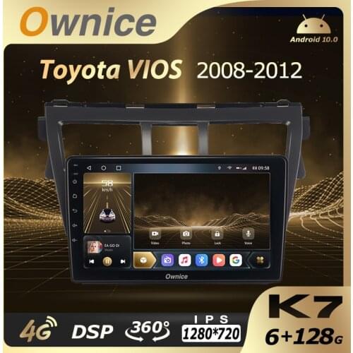 K7 Ownice Android 10.0 6G 128G Car Radio Stereo 360 Panorama for Toyota VIOS 2008-2012 Auto GPS 1280*720 4G LTE Quick Charge