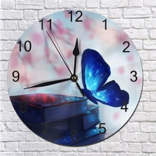 Butterflies Pattern Silent Wall Clocks Numeral Digital Dial Mute Silent non-ticking electronic quartz clocks wall for kitchen