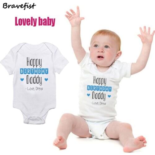Newborn bodysuits Baby Clothes Baby Bodysuit Cotton Short Sleeve Baby Boy Girl Clothes 0-24Months HAPPY BIRTHDAY DADDY Letters