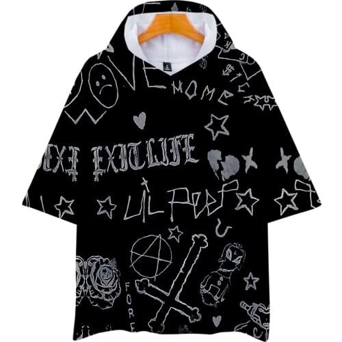 Lil Peep T Shirt With Hooded New Hip Hop Short Sleeve Men Women T Shirt 3D Print Summer Sweatshirts Hoodies Clothes Tops