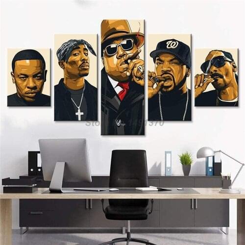 Hip-hop Legend Collage Rapper Notorious Big 5 Pieces Canvas Prints Picture Paintings For Living Room Poster On The Wall Home
