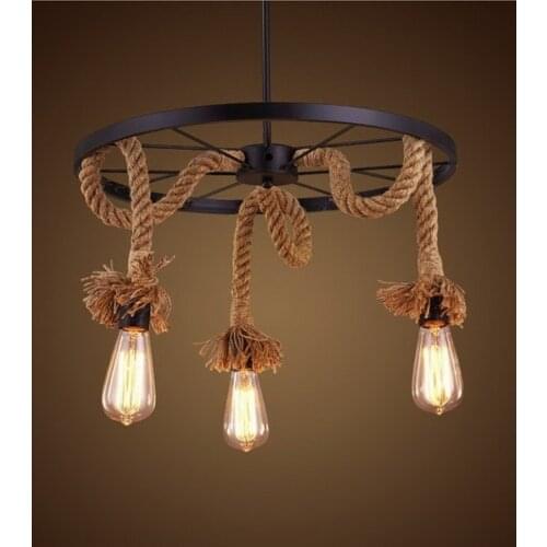 Retro Loft Personality Dining Pendant Light Restaurant Coffee Shop Bar Decoration Light Hemp Rope Edison Lights Free Shipping