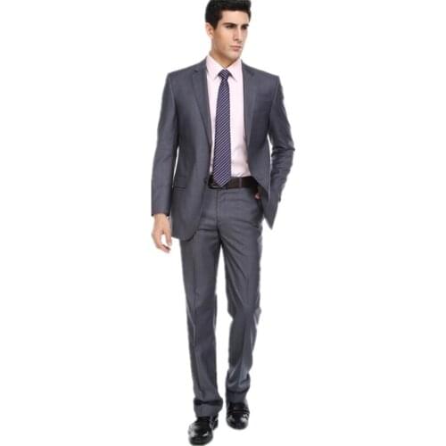 Custom Made Mens Suits Groomsmen Notch Lapel Groom Tuxedos Grey Wedding Best Man Suit (Jacket+Pants) B634