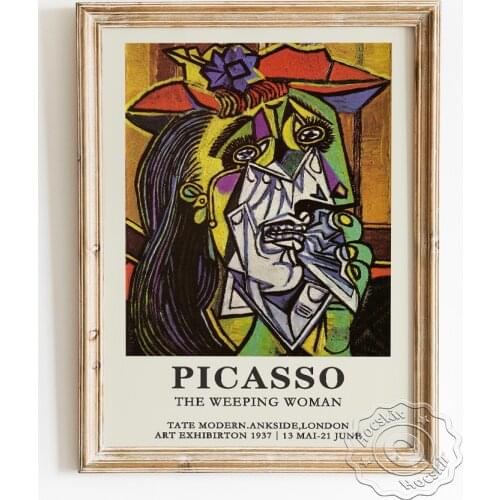 Pablo Picasso Exhibition Museum Poster, The Weeping Woman Cubism Canvas Painting, Gallery Collection Vintage Art Wall Picture