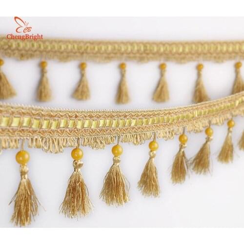 CHENGBRIGHT 5 Meters 10CM Long Polyester Lace Tassel Flower Curtain Cloth Lace Wedding Accessories Accessories Textile Tassels
