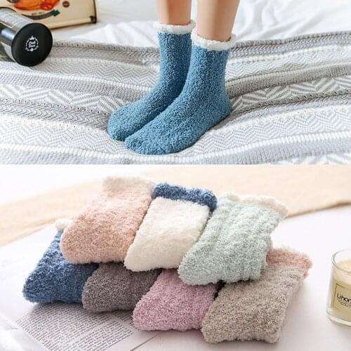 Best Selling Ladies Women Winter Warm Soft Fluffy Bed Socks Home Floor Slipper Coral Velvet Fleece Sock Winter Boots