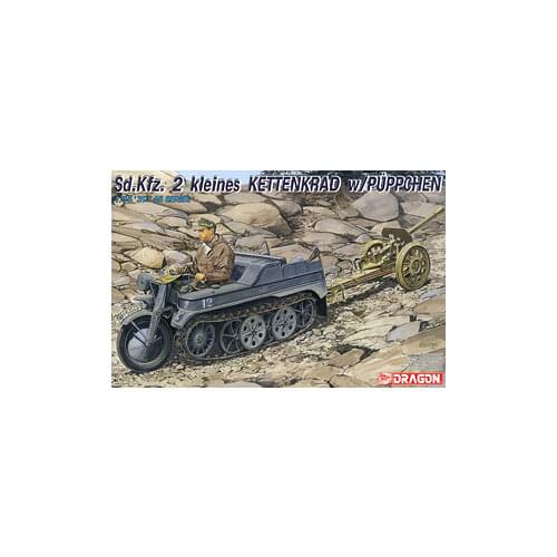 1/35 scale model Dragon 6114 Sd.Kfz.2 semi-track tractor and "doll" ralph lauren pas cher, 88mm anti-tank gun