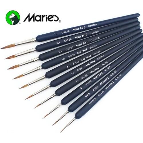 Maries Weasel Hair Paint Brush Watercolor Oil Acrylic Scriptliner Brush Hook Line Pen 10pcs/set