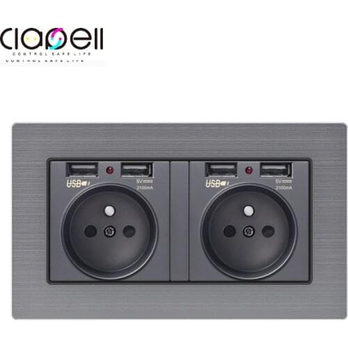 Wall Electronic Gray socket FR Standard Power Outlet Kitchen Office Desk Embedded Home Improvement Hidden Built-in Socket 220V