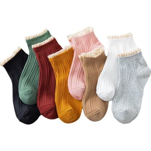 1Pair Woman Cute Korean Style Women Cotton Women Lace Frilly Ruffle Socks
