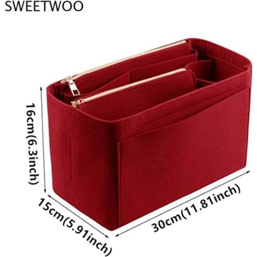New Popular Womens Makeup Organizer Felt Cloth Insert Bag Multi-functional Travel Cosmetic Bag Girl Storage Toiletry Liner Bags
