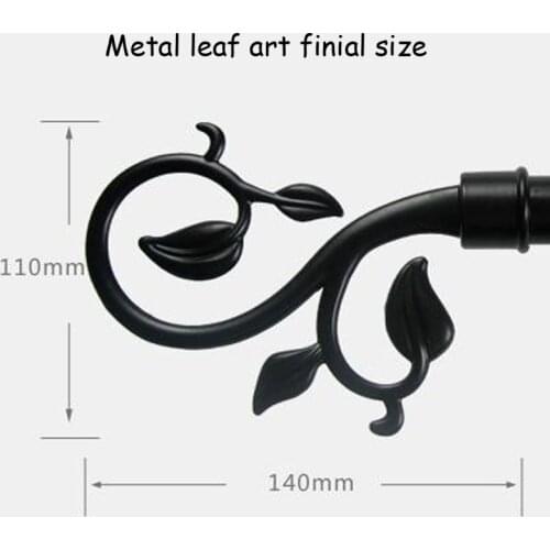 New Eco-friendly paint process classic style black&white Quality metal art 4-leaf design finial for 22mm/7/8-IN diameter rods