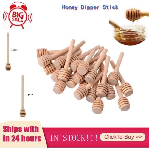 Practical Wooden Tableware Long Handle Wood Spoon Mixing Stick Dipper For Honey Jar Coffee Milk Tea Supplies Kitchen Gadgets