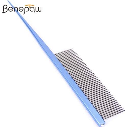 Benepaw Professional Stainless Steel Dog Comb Comfortable Anti Static Painless Pin Tail Hair Brush Pet Grooming Tool Durable