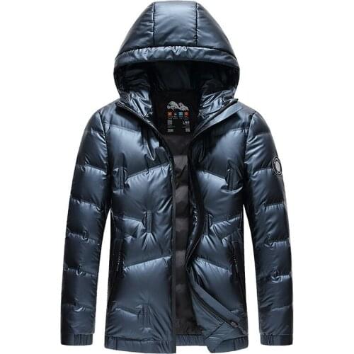 Down Jacket Mens Short 2020 New Young and Middle-Aged Casual Hooded 90% White Duck Down Winter Trendy Jacket Coat