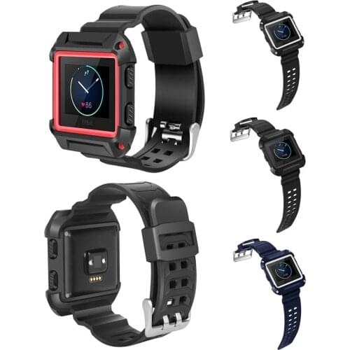 Silicone Rubber Watch Band Fitbit Blaze Bands Large,Shockproof Slim Protective Frame Case with Strap Bands for Fitbit Blaze