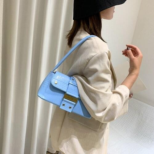 New Design Flip Women Armpits Bags Crocodile Pattern Pu Leather Female Baguette Solid Colors Underarm Buckle Shoulder Bags