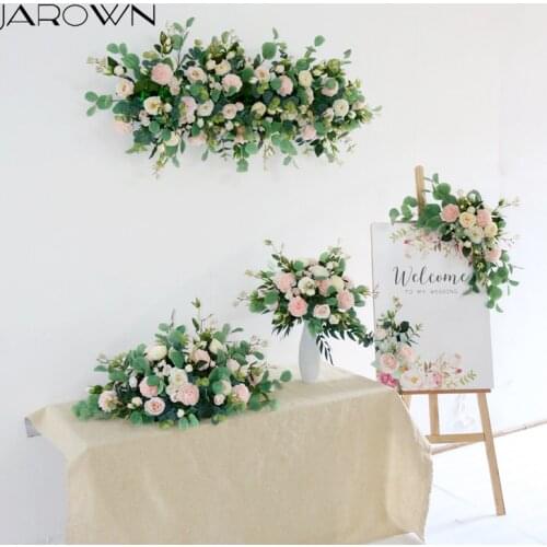 JAROWN Wedding Flowers Table Flower Centerpiece Welcome Area Decoration Artificial Flower Row Stage Flower Chair Back Flower Set