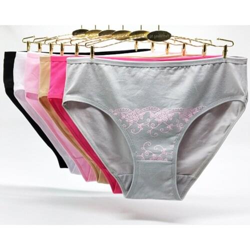 4pcs/lot Cotton Women Briefs Sexy High Rise Panties Plus Size Underwear Print Panties Female Intimates Lingerie 2xl 3xl 4xl