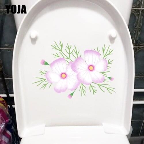 YOJA 22.7*15.9CM Hand Painted Floral Cosmos Fresh Toilet Seat Stickers Home Room Wall Decor T1-0839