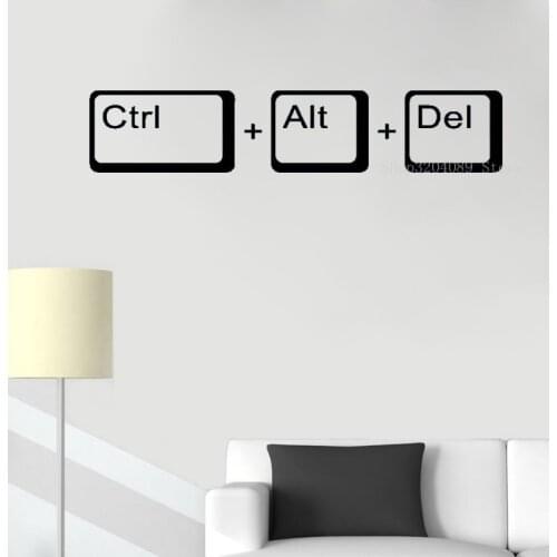 Funny Ctrl Alt Del Computer Keyboard Cube Wall Decal Vinyl Kids Room Geek Laptop Science Inspirational Decor Wall Sticker CN076