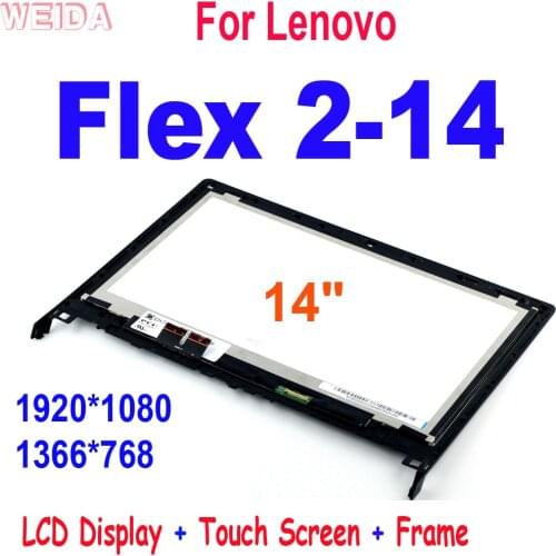 AAA+ 14" LCD For Lenovo Flex 2-14 LCD Display Touch Screen Digitizer Assembly Frame for Lenovo Flex2-14 LCD 1920*1080 1366*768