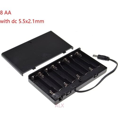 1PCS 8 AA battery holder with switch dc 5.5x2.1mm power plug on/off 8x1.5v 12V 8AA 2A battery case Storage Box diy 8 slot 8 X AA