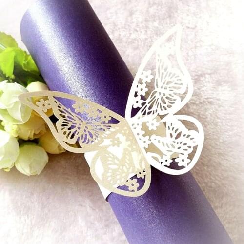 10pcs Butterfly Style Laser Cut Paper Rings Napkins Holders Birthday Wedding Xmas Party Banquet Favor Table Decor
