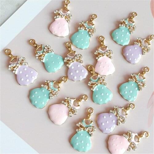10 PCS 12x26mm Metal Alloy Enamel Skirt Pendant Charms DIY Accessories For DIY Jewelry Making