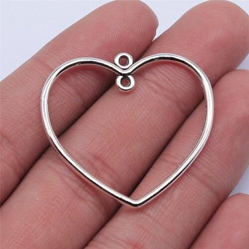 Newest 10Pcs 32*35mm Antique Silver Color Big Heart Charms For DIY Jewelry Making Fashion Necklace Pendant Accessories Gifts