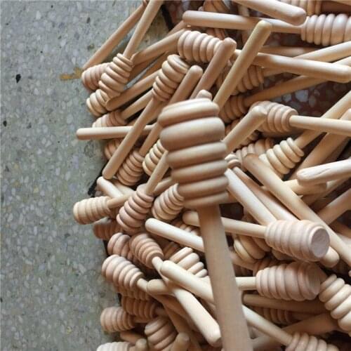 100 Pieces Wooden Honey Stick Wood Honey Spoons Stir Stirrer Bar for Jar Eco-Friendly Natural Long Handle Dipper Kitchen Supply