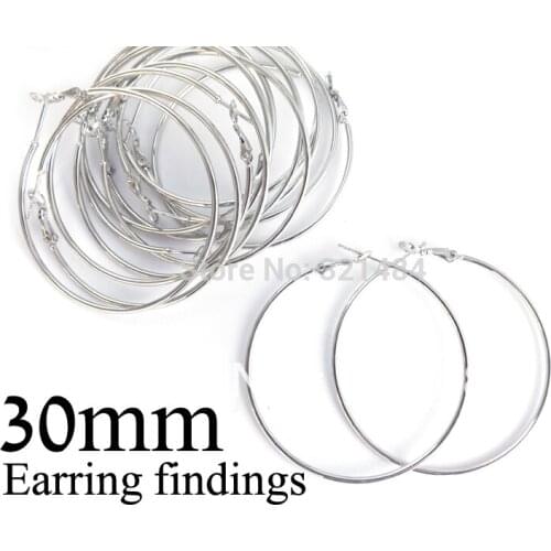 200piece 30mm Rhodium plated Nickel Dull silver french hook earring backs nickel free hoop earring findings