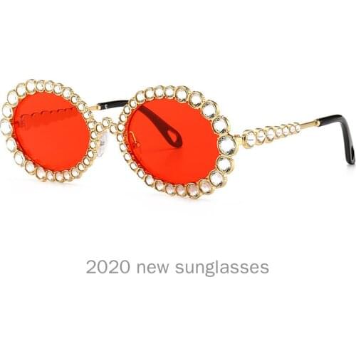 2020 New Fashion Luxury Round Diamond Sunglasses Women Crystal Rhinestone Frame Eyewear Brand Designer Sun Glasses For Female NX