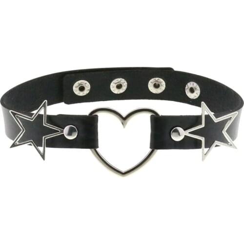 2021 Punk PU Leather Heart Stars Spike Rivet Collar Studded Choker Necklace Body Party Gift Chocker Goth Jewelry Harajuku