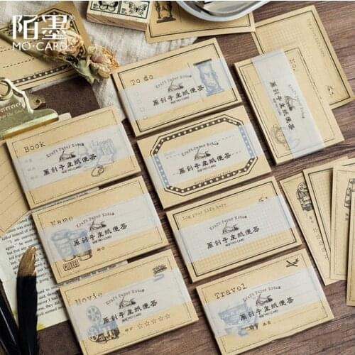 30pcs per pack Kraft Paper Memo Pad sticky note Word Book Cute Cartoon six choices Stationery