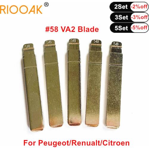 5pcs Uncut Flip #58 VA2 Remote Key Blade For Citroen C4 Sega Triumph For Peugeot 307 308 407 408 Renualt